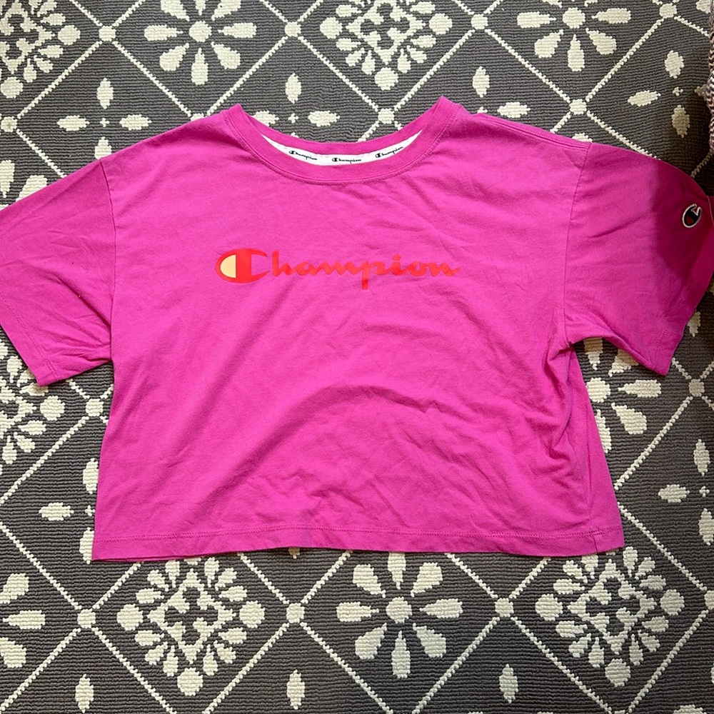 Champion hot pink crop top